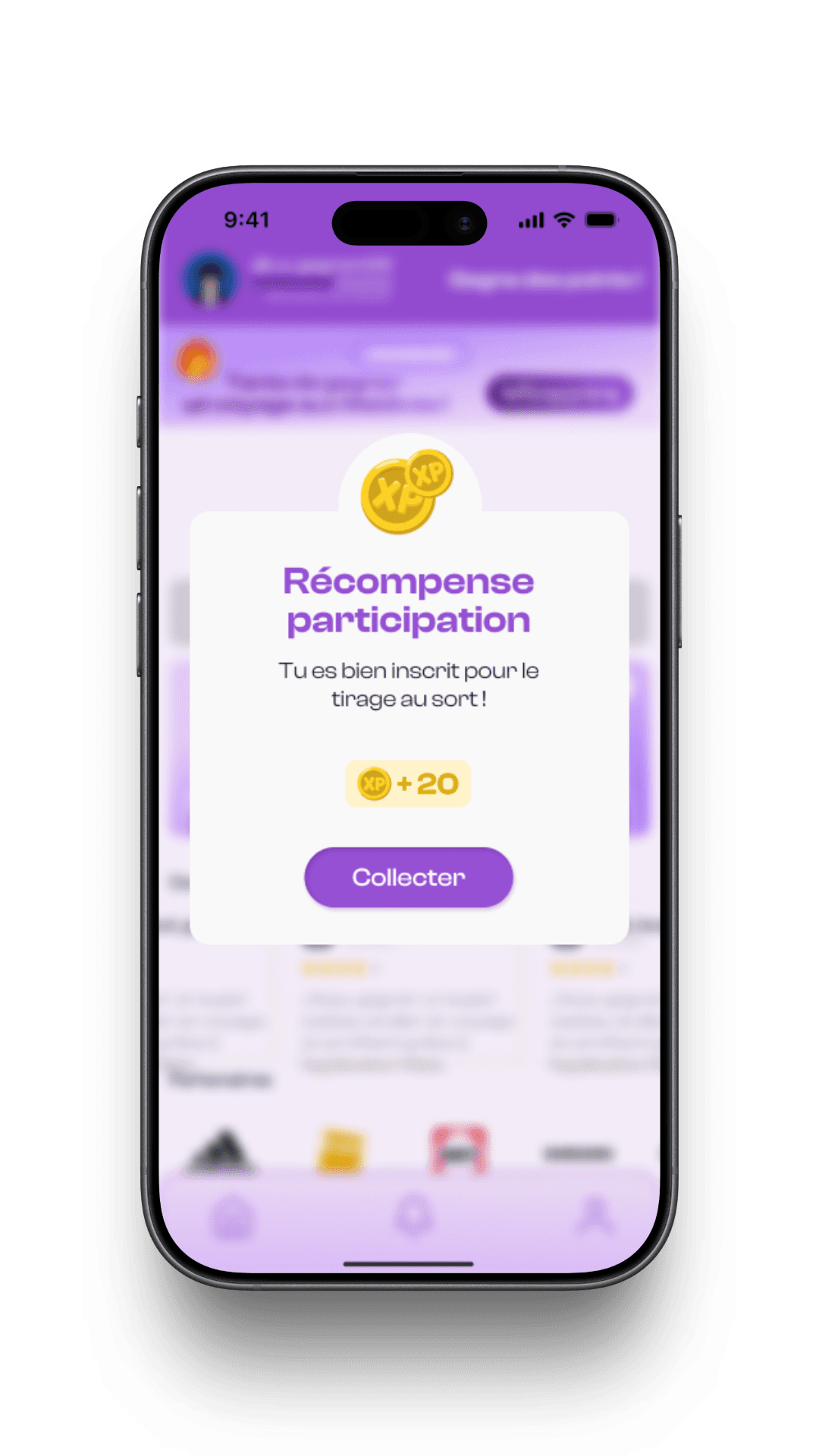 Écran Melo illustrant la progression d'expérience